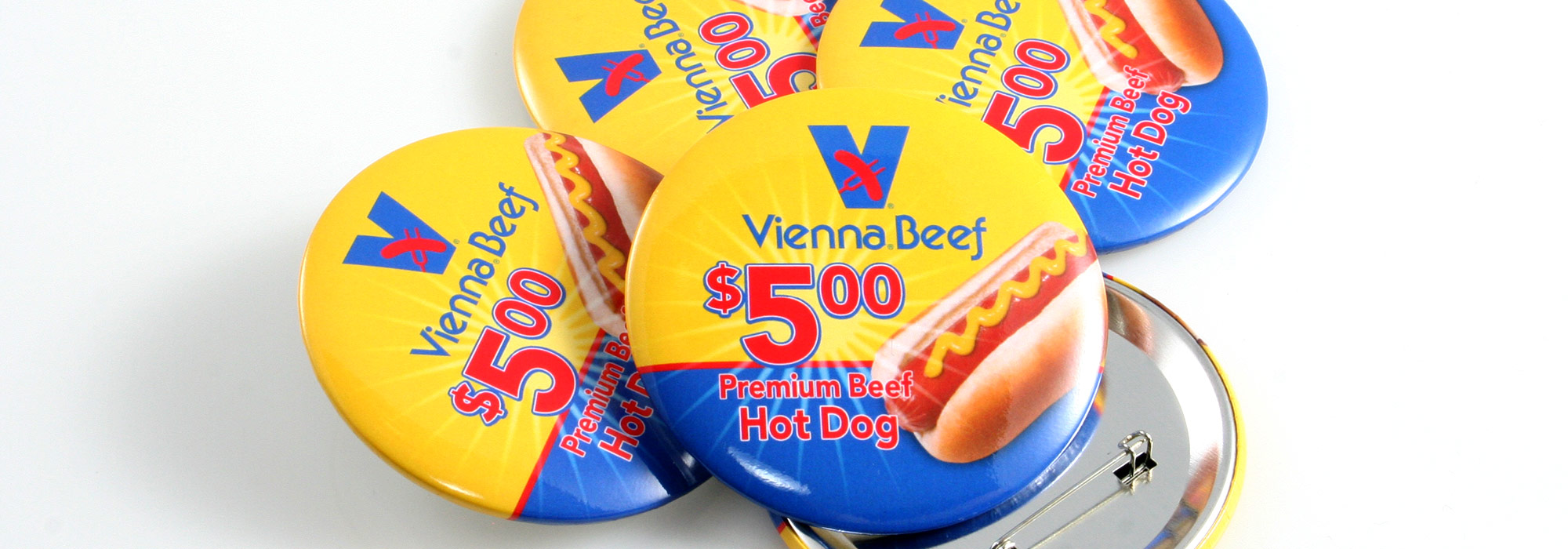 Round Custom Buttons Vienna Beef Hot Dogs