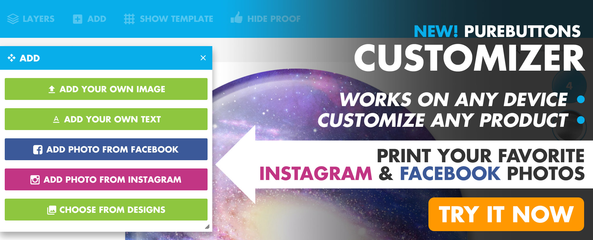 Try the NEW PureButtons Customizer Art Tool