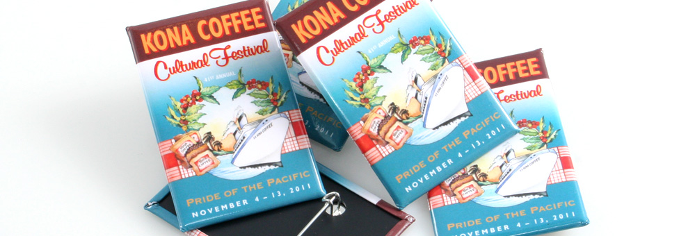 Kona Coffee - Rectangle Custom Buttons