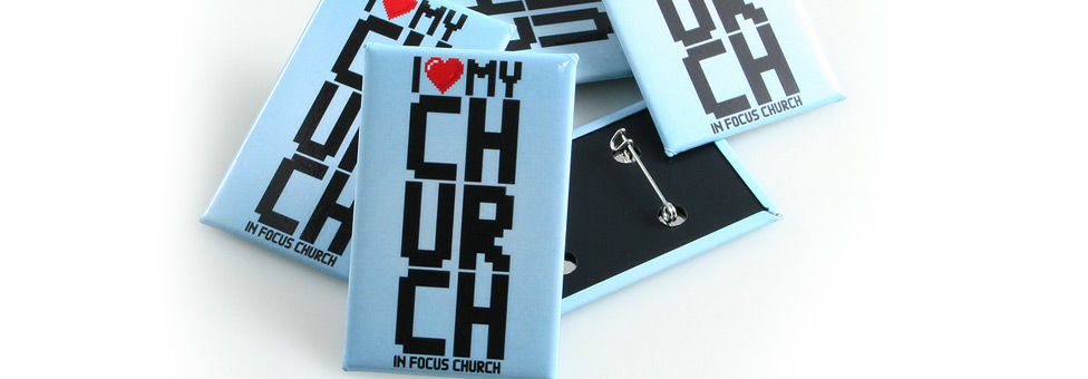 In Focus Church Rectangle Custom Buttons