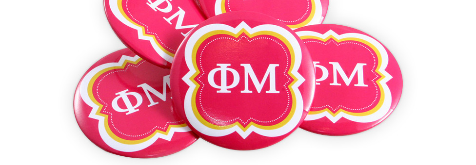 Phi Mu Sorority Custom Buttons
