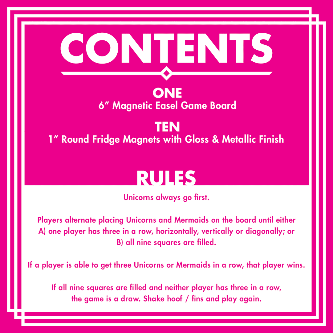 unicorns vs mermaids magnetic tic tac toe game by purebuttons