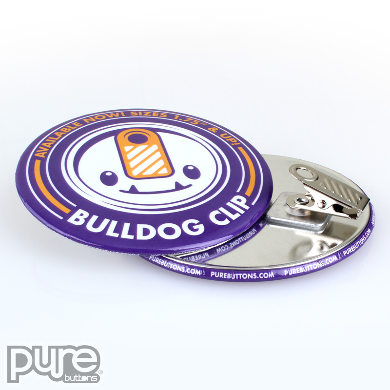 3" Round Custom Bulldog Clip Buttons Cover Image