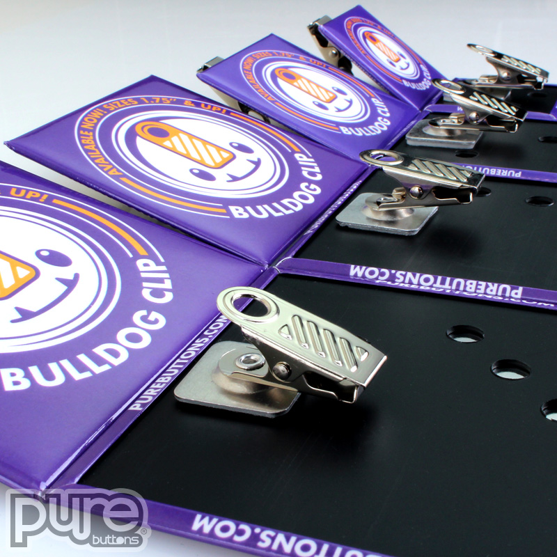 3" Square Custom Bulldog Clip Buttons Cover Image